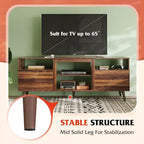 Meuble TV Mid-Century Modern pour téléviseur 65 pouces, console TV, meuble TV avec étagères ouvertes pour salon et chambre, noir
