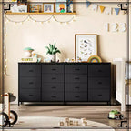 Commode large de 160 cm avec 14 tiroirs en tissu, ports USB intégrés, unité de rangement multifonctionnelle pour la télévision, la chambre, le salon ou le bureau