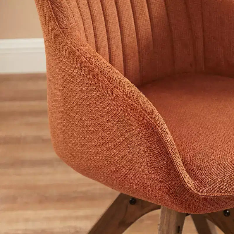 Fauteuil d'appoint pivotant en tissu confortable avec pieds en bois de chêne massif