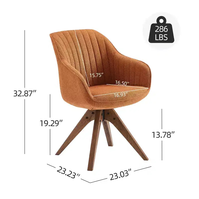 Fauteuil d'appoint pivotant en tissu confortable avec pieds en bois de chêne massif
