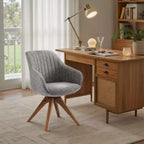 Fauteuil d'appoint pivotant en tissu confortable avec pieds en bois de chêne massif