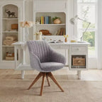 Fauteuil d'appoint pivotant en tissu confortable avec pieds en bois de chêne massif