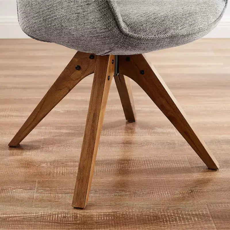 Fauteuil d'appoint pivotant en tissu confortable avec pieds en bois de chêne massif