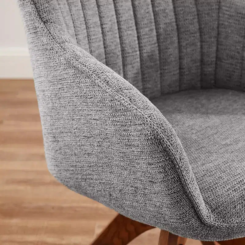 Fauteuil d'appoint pivotant en tissu confortable avec pieds en bois de chêne massif