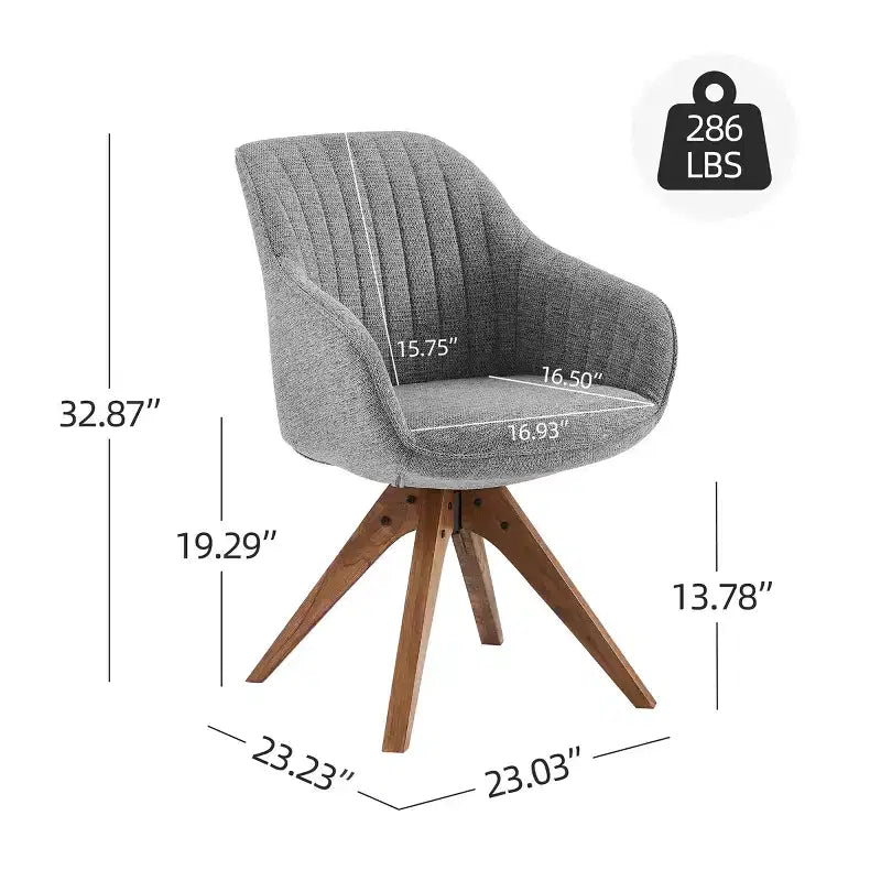 Fauteuil d'appoint pivotant en tissu confortable avec pieds en bois de chêne massif