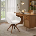 Fauteuil d'appoint pivotant en tissu confortable avec pieds en bois de chêne massif