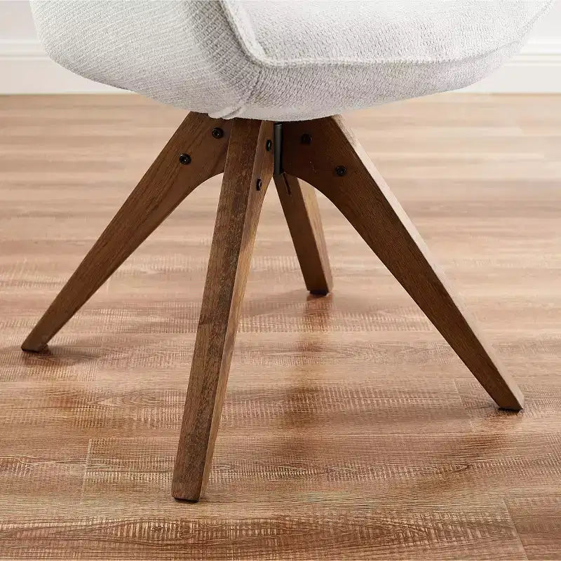 Fauteuil d'appoint pivotant en tissu confortable avec pieds en bois de chêne massif