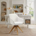 Fauteuil d'appoint pivotant en tissu confortable avec pieds en bois de chêne massif