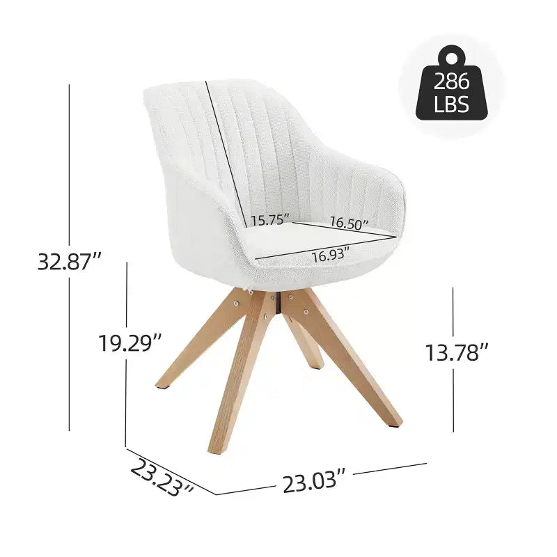 Fauteuil d'appoint pivotant en tissu confortable avec pieds en bois de chêne massif