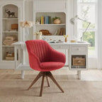 Fauteuil d'appoint pivotant en tissu confortable avec pieds en bois de chêne massif