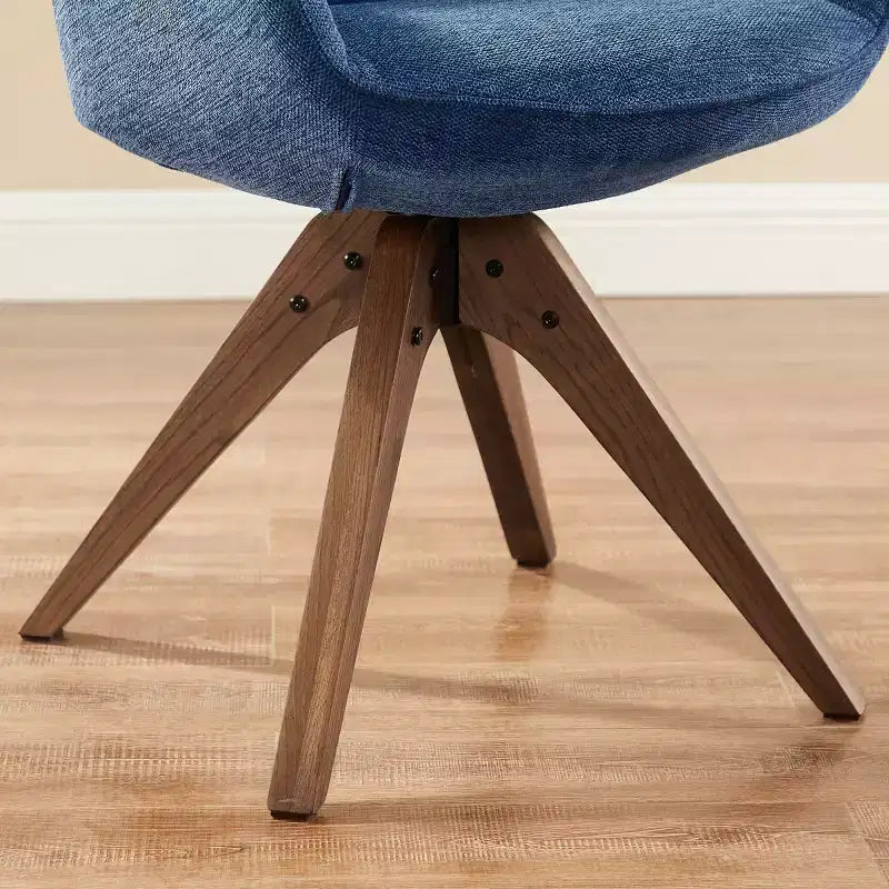 Fauteuil d'appoint pivotant en tissu confortable avec pieds en bois de chêne massif