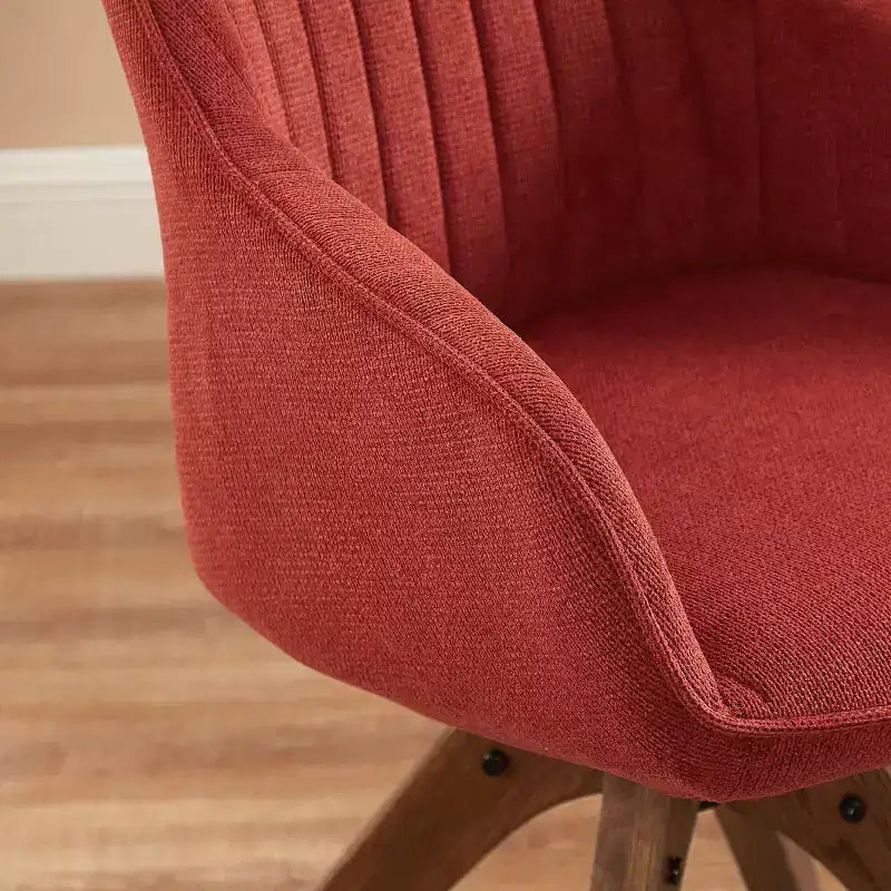 Fauteuil d'appoint pivotant en tissu confortable avec pieds en bois de chêne massif