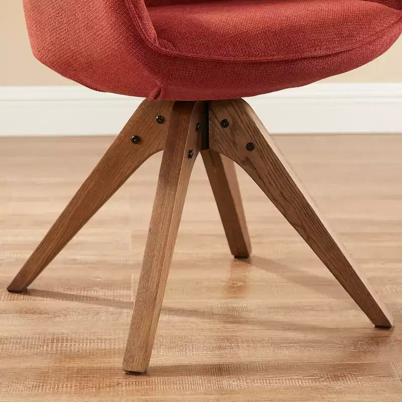 Fauteuil d'appoint pivotant en tissu confortable avec pieds en bois de chêne massif
