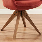 Fauteuil d'appoint pivotant en tissu confortable avec pieds en bois de chêne massif