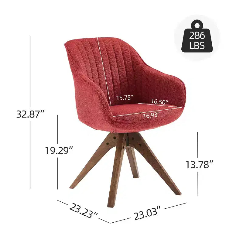 Fauteuil d'appoint pivotant en tissu confortable avec pieds en bois de chêne massif