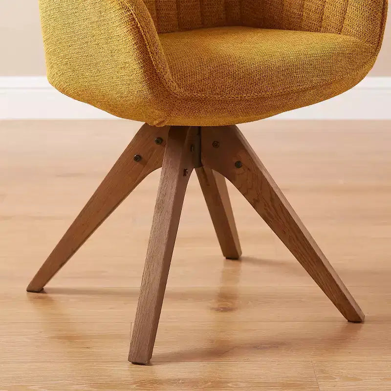 Fauteuil d'appoint pivotant en tissu confortable avec pieds en bois de chêne massif