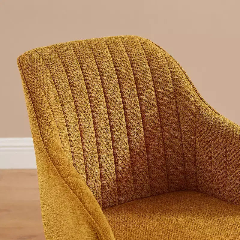 Fauteuil d'appoint pivotant en tissu confortable avec pieds en bois de chêne massif