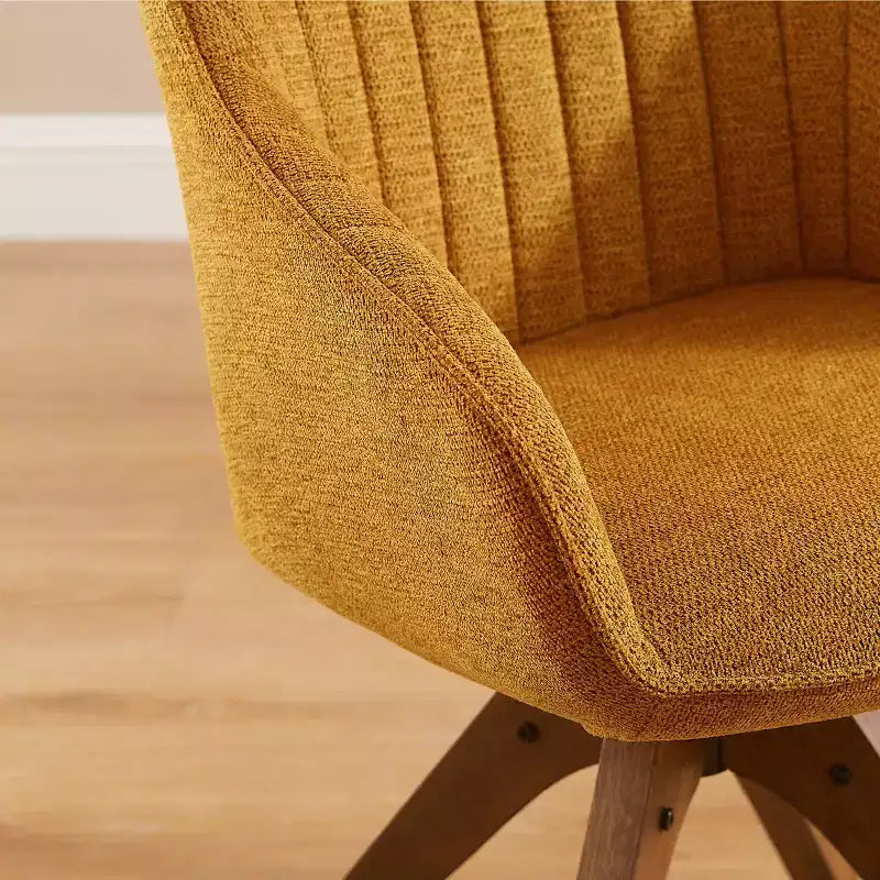 Fauteuil d'appoint pivotant en tissu confortable avec pieds en bois de chêne massif