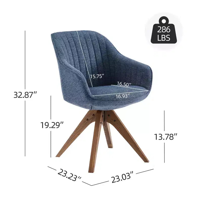 Fauteuil d'appoint pivotant en tissu confortable avec pieds en bois de chêne massif