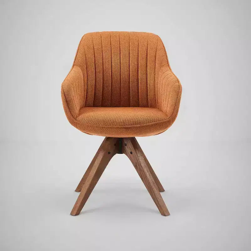 Fauteuil d'appoint pivotant en tissu confortable avec pieds en bois de chêne massif