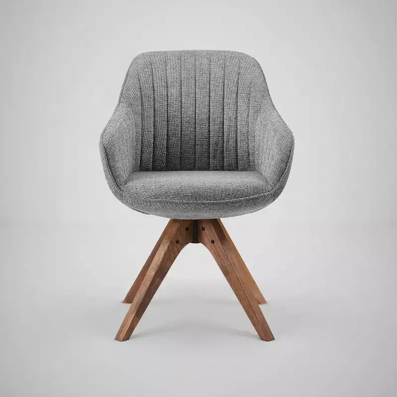 Fauteuil d'appoint pivotant en tissu confortable avec pieds en bois de chêne massif