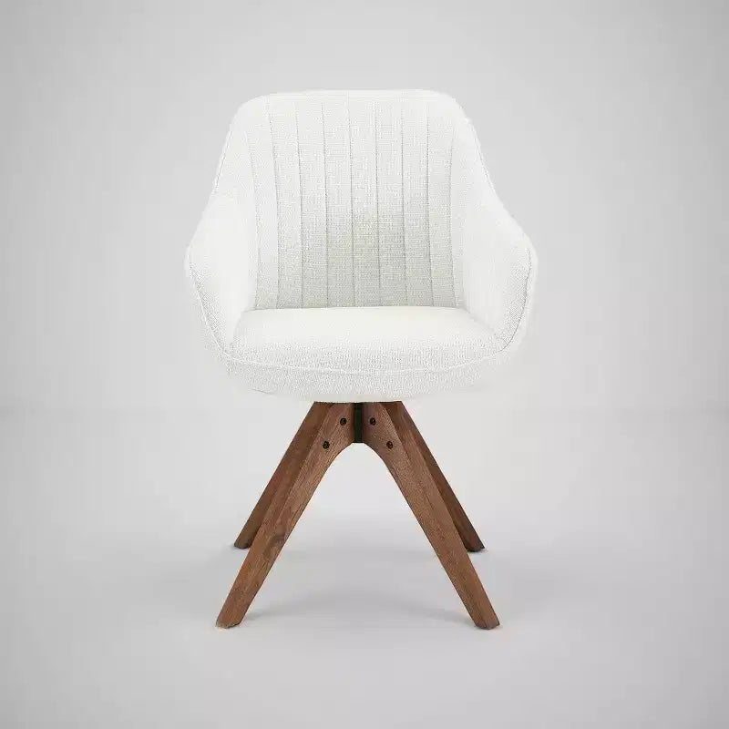Fauteuil d'appoint pivotant en tissu confortable avec pieds en bois de chêne massif