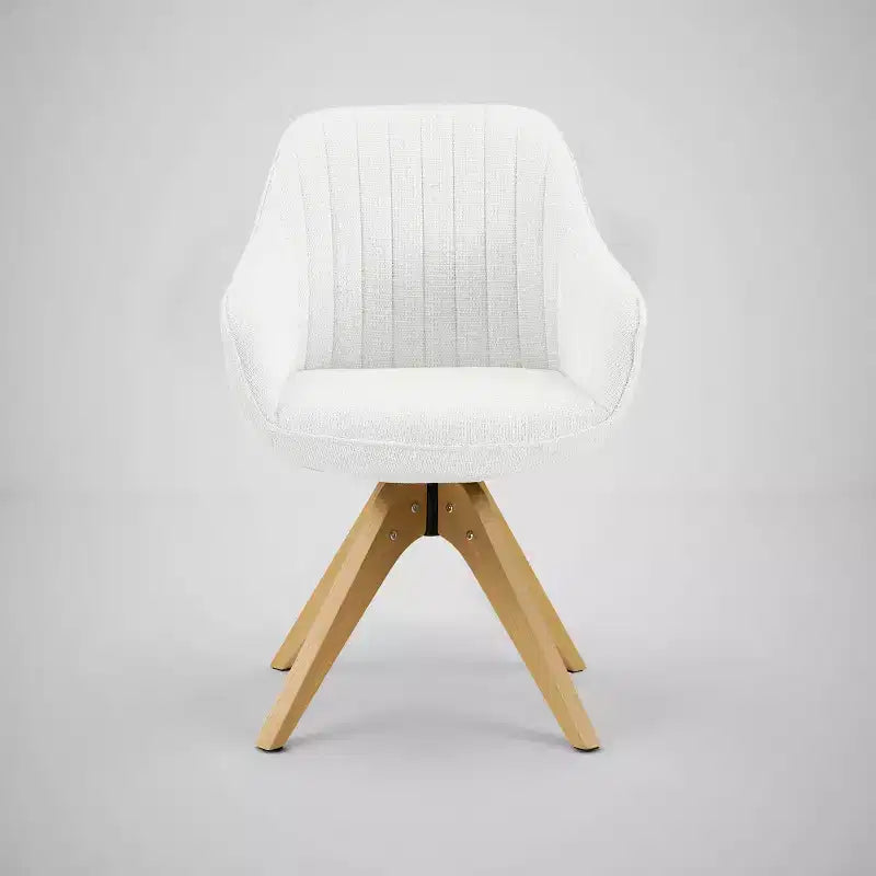 Fauteuil d'appoint pivotant en tissu confortable avec pieds en bois de chêne massif