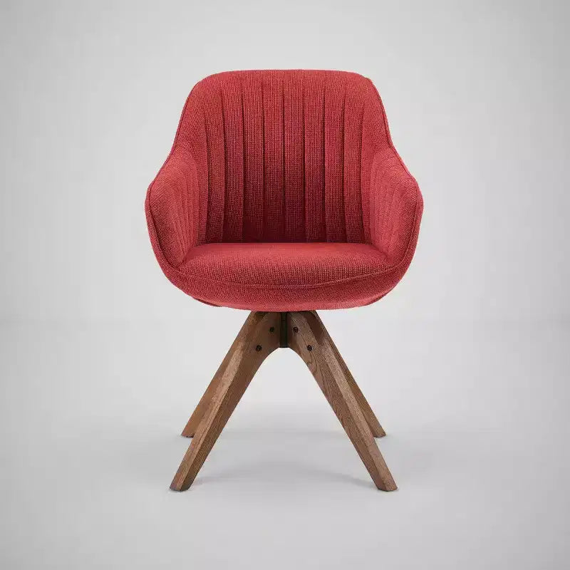Fauteuil d'appoint pivotant en tissu confortable avec pieds en bois de chêne massif