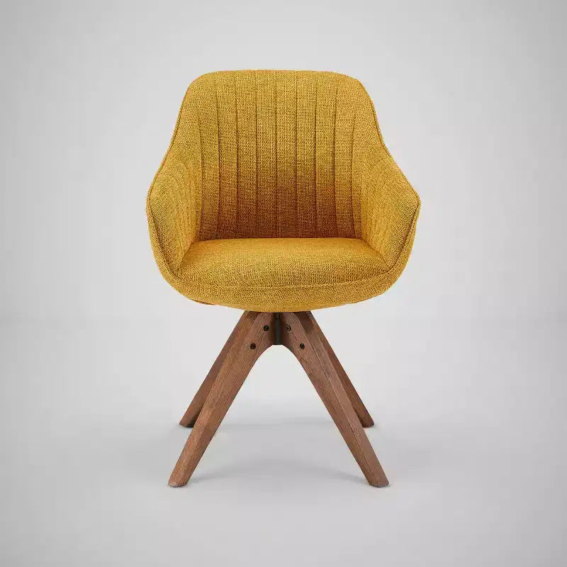 Fauteuil d'appoint pivotant en tissu confortable avec pieds en bois de chêne massif