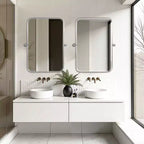 Miroir Mural Rectangulaire Argenté Pivotant en Fer 31 x 24 Pouces, Inclinable, pour Salle de Bain, Cadre Métallique, Réglable, Bidirectionnel, pour Chambre et Salon