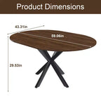 Table de salle à manger ronde 42 po pour 6 personnes, table de cuisine escamotable en bois avec base en métal, table à manger circulaire moderne pour cuisine et salle à manger
