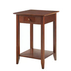 HomeStock Belmont Classic 1 Drawer End Table with Spacious Shelf, Solid Pine Legs and Ash Veneer Top for Living Room or Bedroom