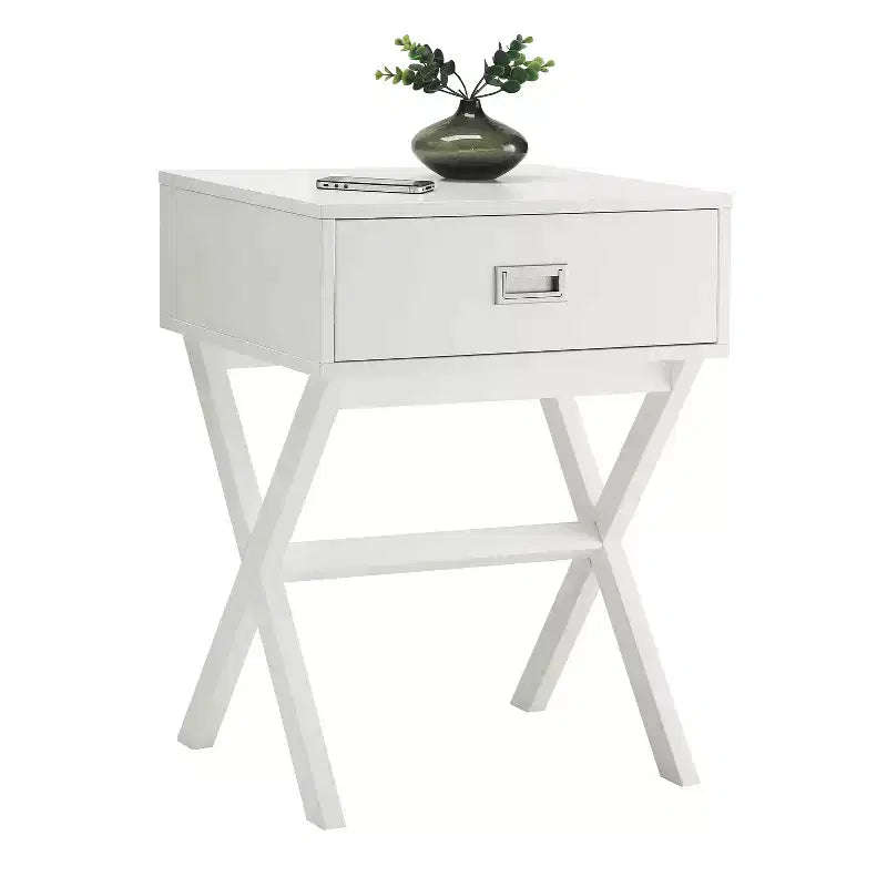 Table d'appoint avec grand tiroir-coffre et surface supérieure lisse, table d'appoint de rangement moderne pour les essentiels du salon dissimulés