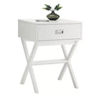 Table d'appoint avec grand tiroir-coffre et surface supérieure lisse, table d'appoint de rangement moderne pour les essentiels du salon dissimulés