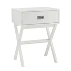 Table d'appoint avec grand tiroir-coffre et surface supérieure lisse, table d'appoint de rangement moderne pour les essentiels du salon dissimulés