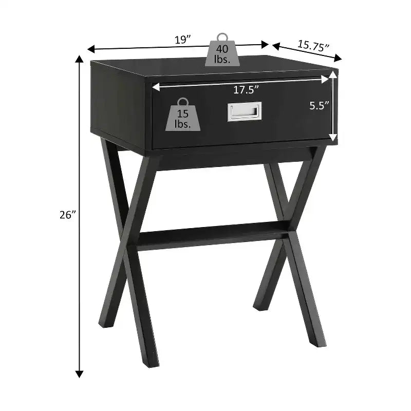 Table d'appoint avec grand tiroir-coffre et surface supérieure lisse, table d'appoint de rangement moderne pour les essentiels du salon dissimulés