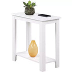 Table d'appoint compacte de chevet avec finition grain de bois et étagère inférieure pour un rangement et un espace d'exposition pratiques