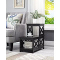 HomeStock Belmont 2 Step Chairside End Table with Contemporary L Shaped Frame, Three Tier Storage Shelves, Compact Accent Side Table for Homes