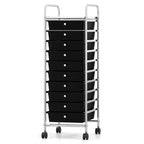 Costway Rolling Storage Cart with Chrome Plated Metal Frame & Lockable Universal Wheels Black/Clear/Multicolor