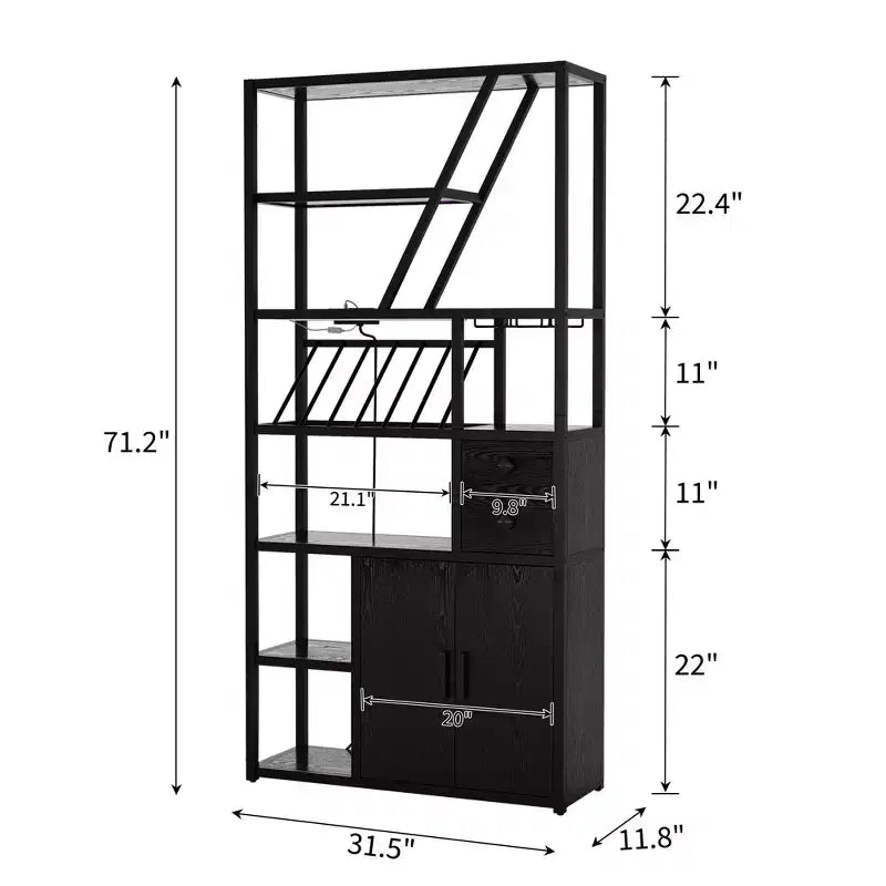Étagère de boulanger, support de micro-ondes avec rangement, buffet de bar à café de style ferme avec casier à vin