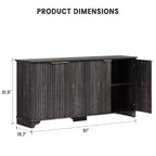 Buffet de cuisine en bois à 4 portes et étagères réglables, pour cuisines et salles à manger