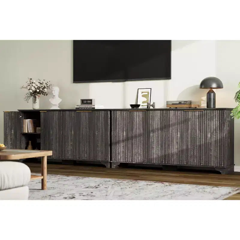 Buffet de cuisine en bois à 4 portes et étagères réglables, pour cuisines et salles à manger