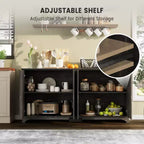 Buffet de cuisine en bois à 4 portes et étagères réglables, pour cuisines et salles à manger