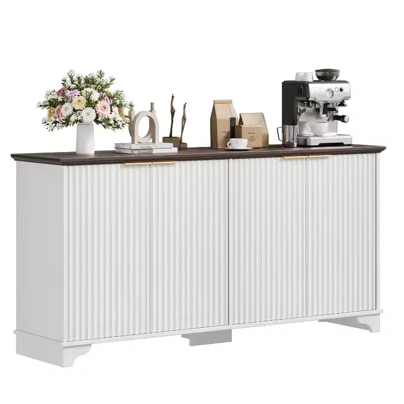 4 Doors & Adjustable Shelves Wood Sideboard Buffet Cabinet , for Kitchens, Dining Rooms,