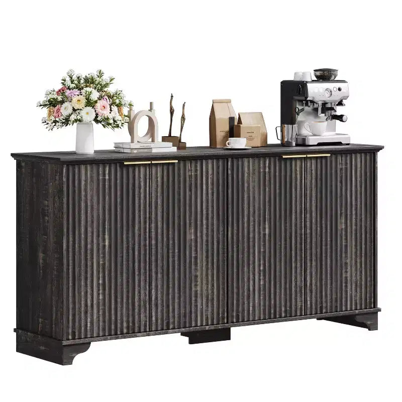Buffet de cuisine en bois à 4 portes et étagères réglables, pour cuisines et salles à manger