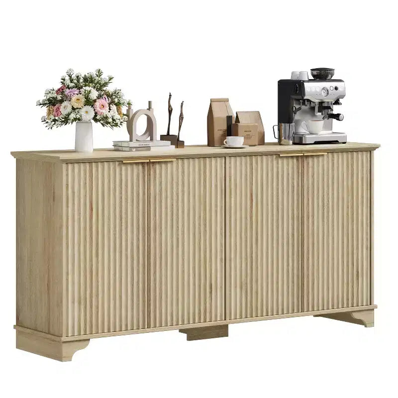 Buffet de cuisine en bois à 4 portes et étagères réglables, pour cuisines et salles à manger