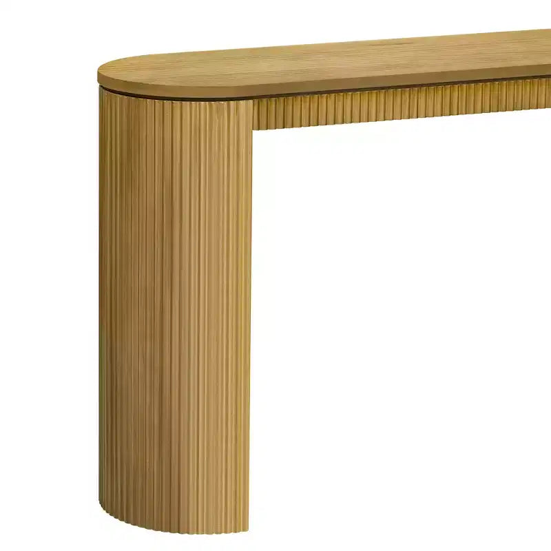 Console moderne cannelée Table de canapé incurvée Table d'entrée étroite avec rayures verticales pour couloir, entrée, salon