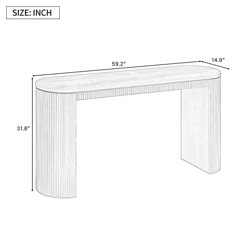 Console moderne cannelée Table de canapé incurvée Table d'entrée étroite avec rayures verticales pour couloir, entrée, salon