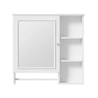 Armoire de toilette murale, armoire à pharmacie avec grande porte miroir, étagères réglables et trois niveaux de rangement ouverts