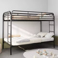 GDFStudio Wilson Modern Metal Twin Over Twin Bunk Bed with 2 Ladders